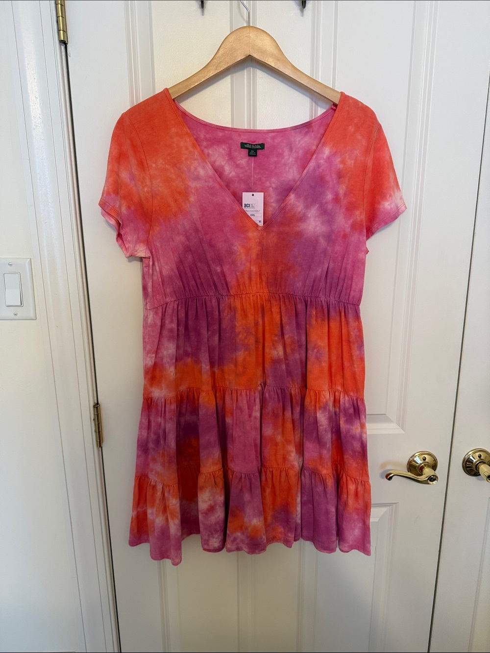 wild fable Tie-Dye V-Neck Tiered Tunic — Orange & Purple